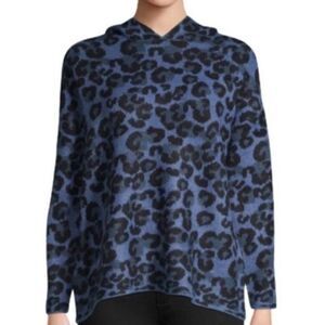 Workshop Republic Clothing Hooded Leopard Print Sweater Blue XS